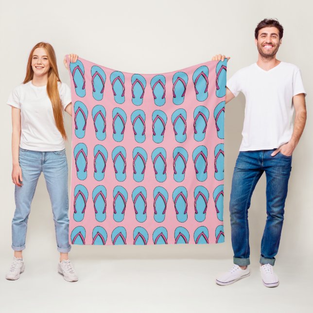 Beach Flip Flops Fleece Blanket (In Situ)