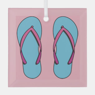Beach Flip Flops Glass Ornament