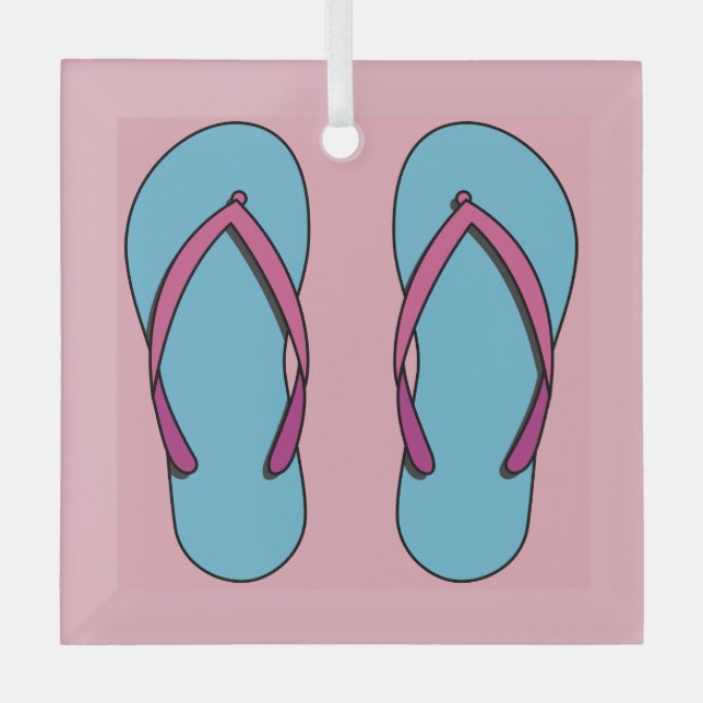 Beach Flip Flops Glass Ornament (Front)