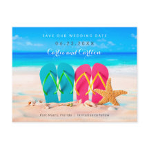 Beach Flip Flops on Sand Save the Date