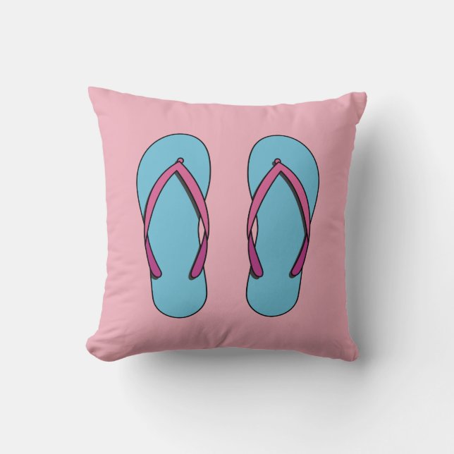 Beach Flip Flops Throw Pillow (Front)