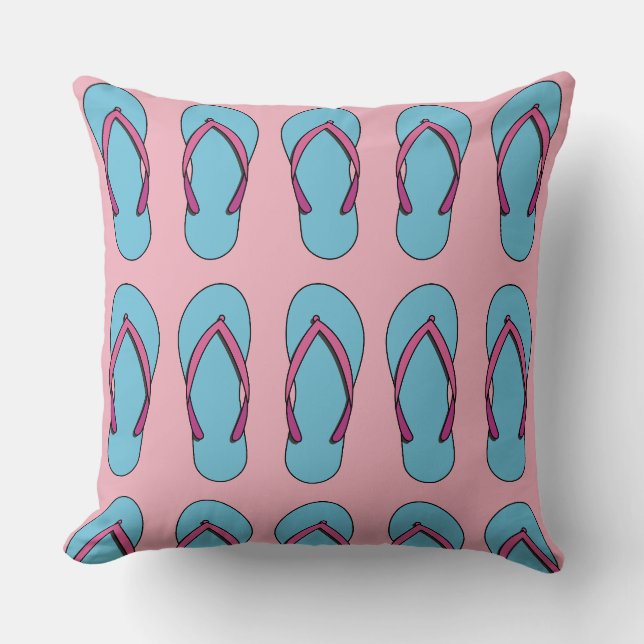 Beach Flip Flops Throw Pillow (Front)