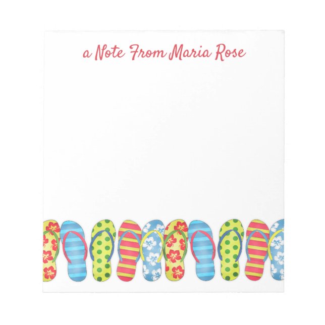 Beach Flip Flops Tropical Colourful Personalized Notepad (Front)