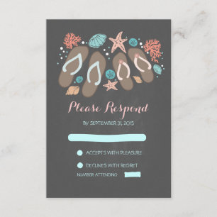 beach flip flops wedding RSVP cards