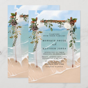 Beach Floral Canopy Tropical Modern Wedding Invitation