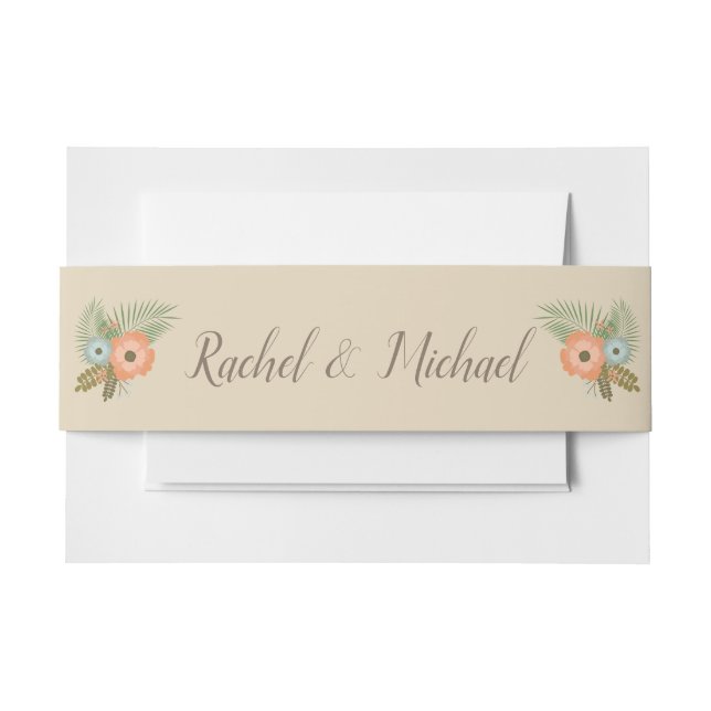 Beach Floral Tropical Invitation Belly Band (Front Example)