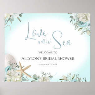 Beach Floral Wedding Welcome Sign