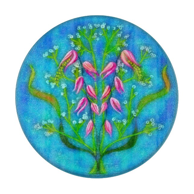 Beach Flowers Acrylic Painting Cutting Board (Front)