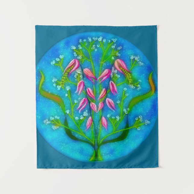 Beach Flowers Acrylic Painting Tapestry (Front)