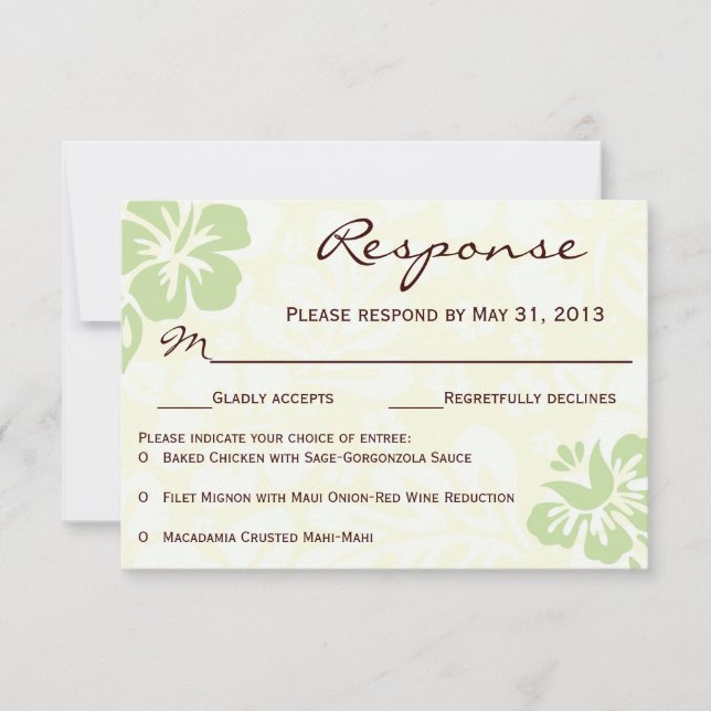 Beach Flowers RSVP - Green Card (Front)