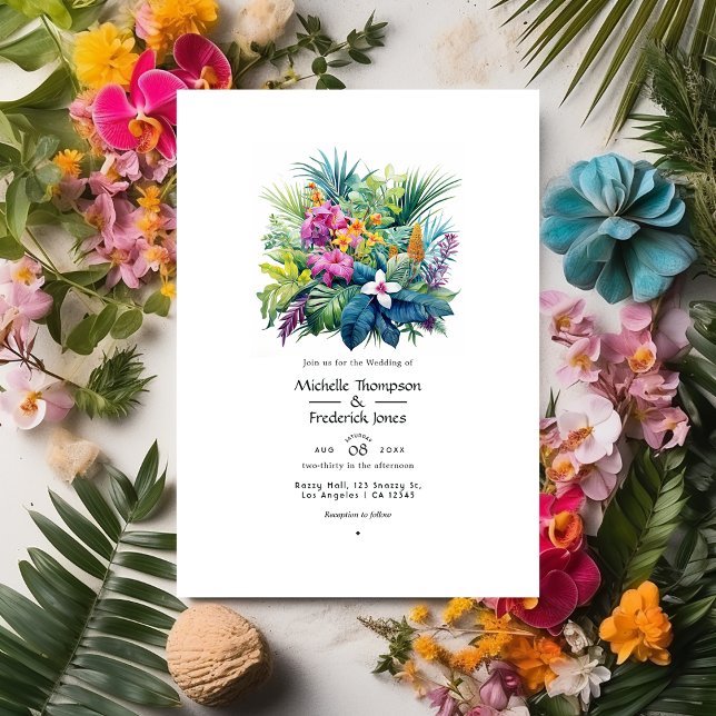 Beach Foliage Floral Summer Wedding Invitation (Creator Uploaded)