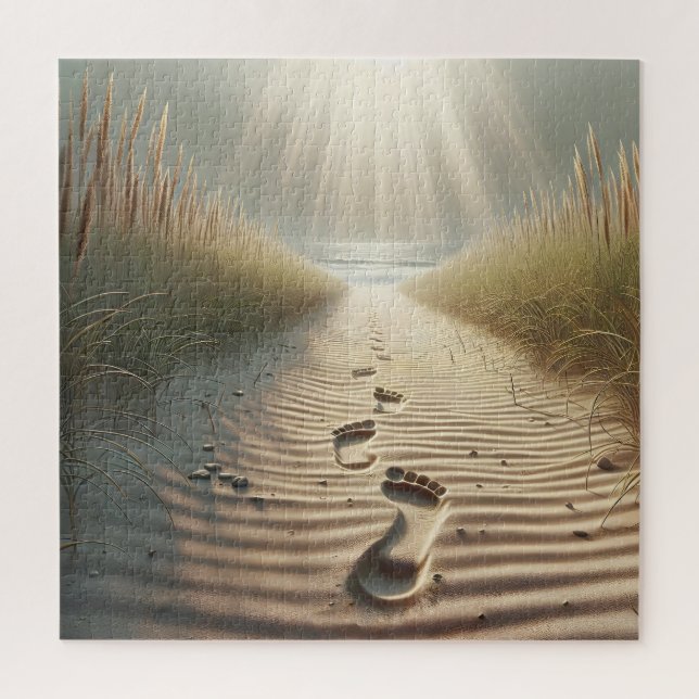 Beach Footprints In Sand Jigsaw Puzzle (Vertical)