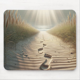 Beach Footprints In Sand Mouse Pad