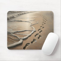 Beach Footprints With Ocean Froth