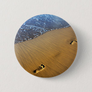 Beach Footsteps 2 Inch Round Button