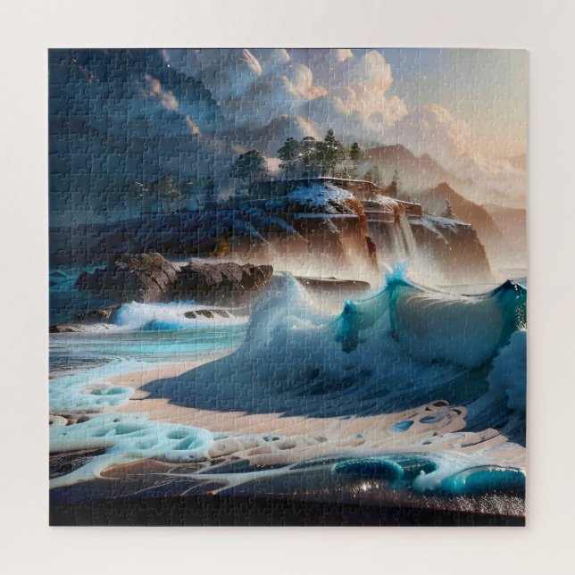 Beach Front Ocean Waves Landscape 1 Jigsaw Puzzle (Vertical)