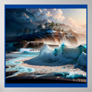 Beach Front Ocean Waves Landscape 1 Poster