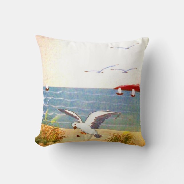 Beach Front Throw Pillow (Front)