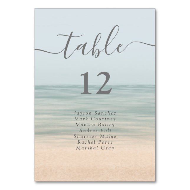 Beach Front Vintage Hawaiian Wedding Table Table Number (Front)