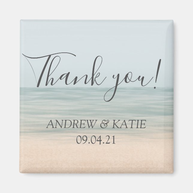 Beach Front Vintage Hawaiian Wedding Thank You Magnet (Front)