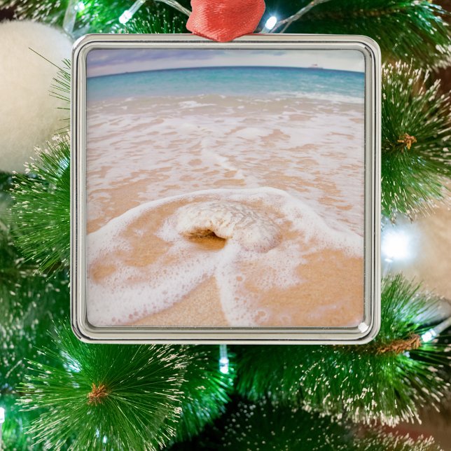 Beach Front With Seashell Cayman Islands Metal Ornament (Creator Uploaded)