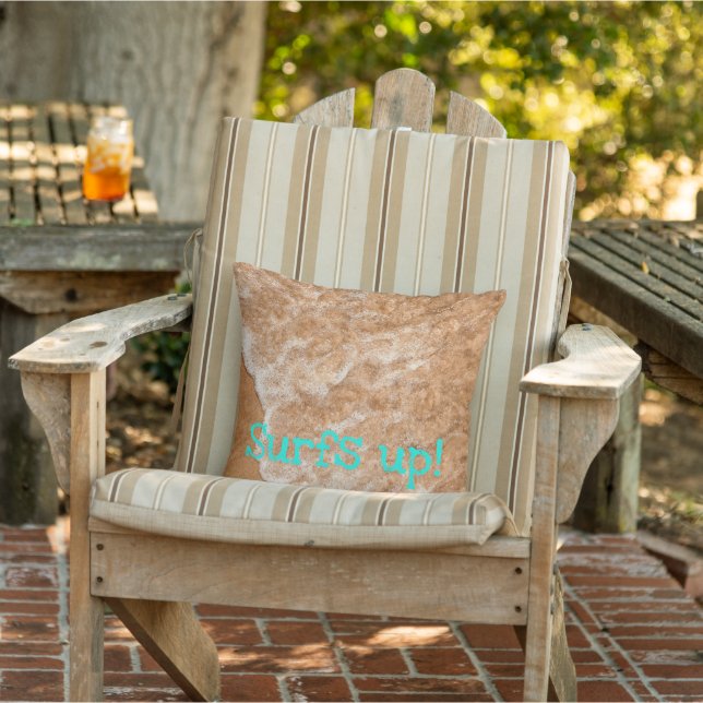 Beach fun, waves, ocean, outdoor adventure   outdoor pillow (Chair)