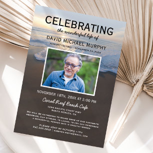 Beach Funeral Celebration of Life Photo Invitation