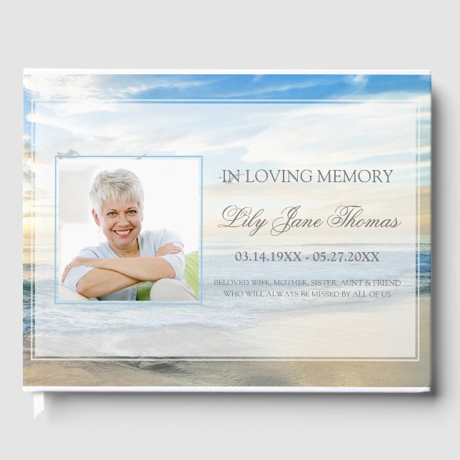 Beach Funeral Guest Book | In Loving Memory (Front)