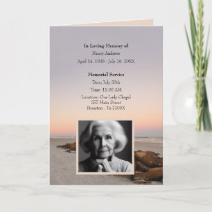 Beach Funeral Memorial Obituary Folded Program