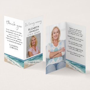 Beach Funeral Memorial Photo Prayer Poem Card
