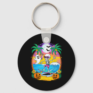 Beach Funny Halloween Vibes Summerween Skeleton Gh Keychain