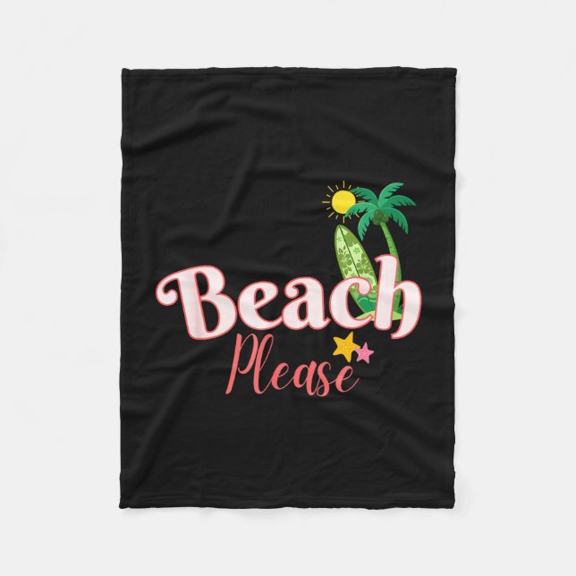 Beach funny summer vacation graphic cute seaside fleece blanket (Front)