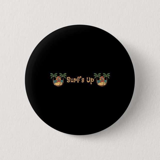 Beach Funny Sun Surfing Skeleton Jacksonville Beac 2 Inch Round Button (Front)