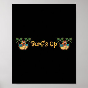 Beach Funny Sun Surfing Skeleton Jacksonville Beac Poster