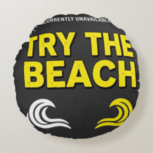  Beach Funny Vacation Round Pillow