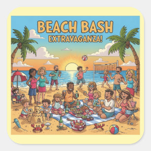 Beach Gathering Square Sticker