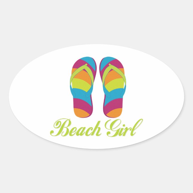 Beach Girl Oval Sticker (Front)