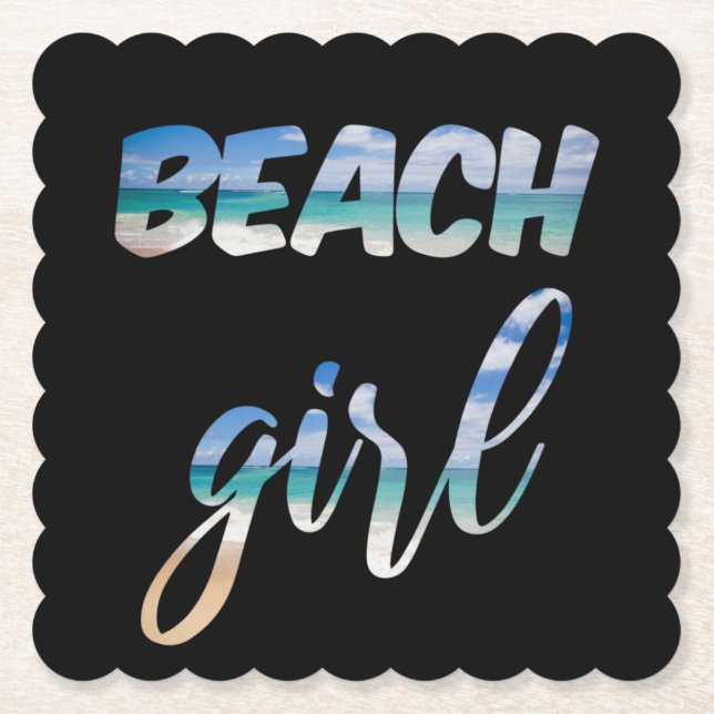 Beach Girl Paper Coaster (Front)