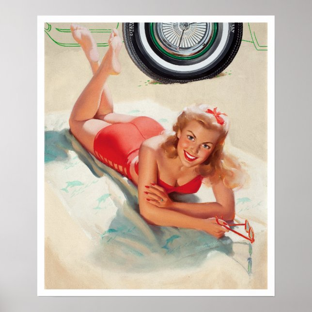 Beach Girl Pin Up Poster (Front)