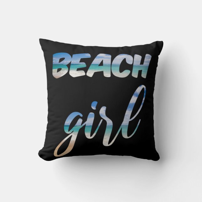 Beach Girl Throw Pillow (Front)
