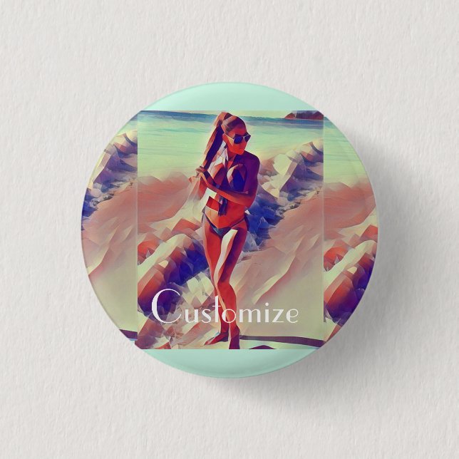 Beach Girl Thunder_Cove 1 Inch Round Button (Front)