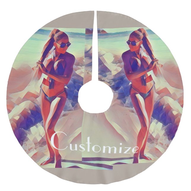 Beach Girl Thunder_Cove Brushed Polyester Tree Skirt (Front)