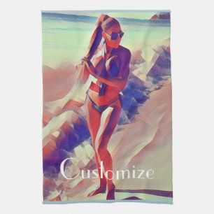 Beach Girl Thunder_Cove Kitchen Towel