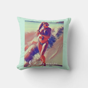 Beach Girl Thunder_Cove Throw Pillow
