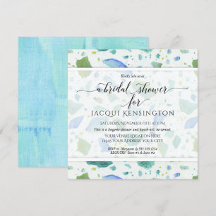 Beach Glass Modern Terrazzo Retro Bridal Shower  Invitation