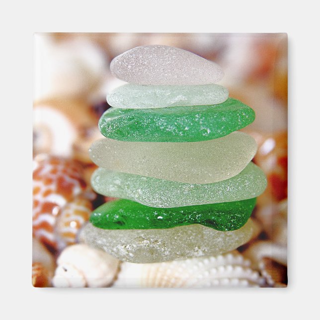 Beach Glass on Seashells Magnet (Front)