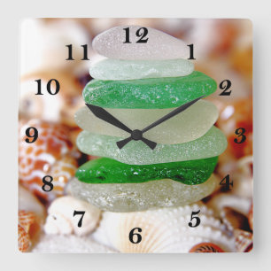 Beach Glass Square Wall Clock