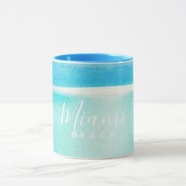 Beach Glitter Sparkling Sand Ocean Miami Mug (Center)