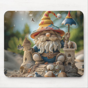 Beach gnome sitting on a beach throne mouse pad
