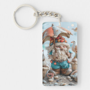 Beach gnome with an umbrella keychain